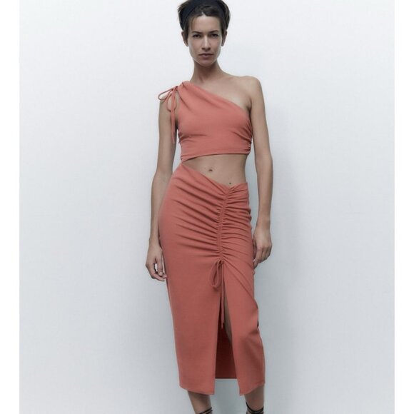 NWT Zara One-Shoulder Cutout Dress in Nude Pink bloggers Favorite! Sold out! - Picture 3 of 8